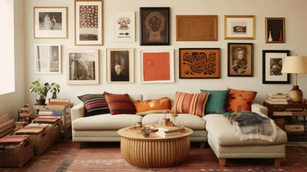 cozy gallery wall living room