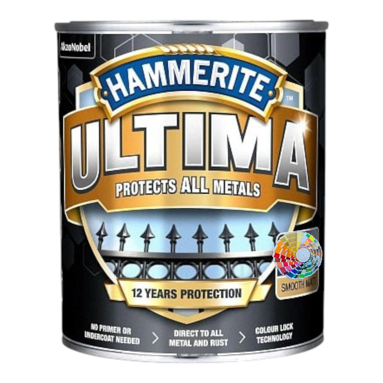 Захисна фарба 3 в 1 по металу на водній основі Hammerite Ultima Matt, матова